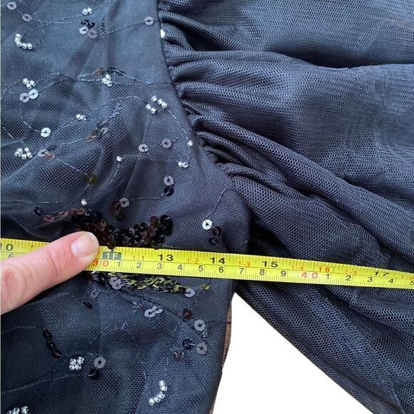 Holiday Black tule dress with sequin stars, back zipper, - Picture 9 of 15